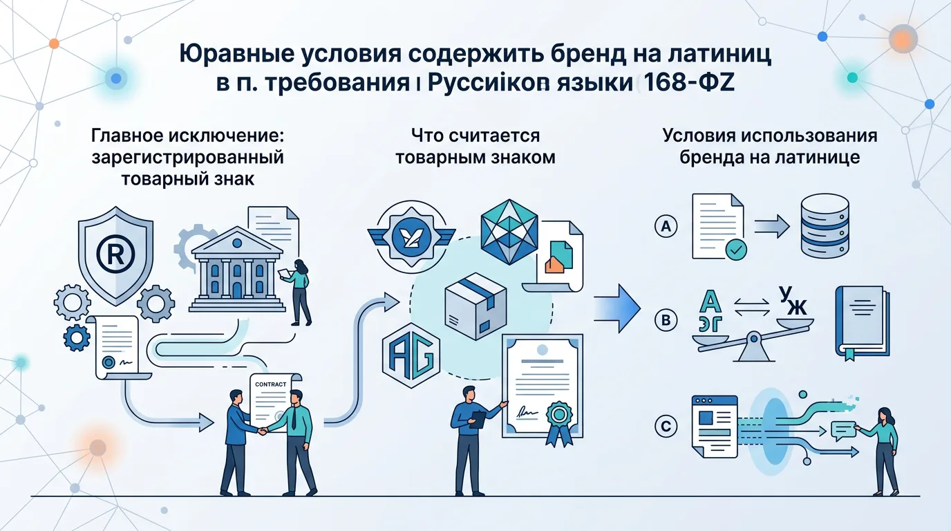 Бренд на латинице — когда можно оставить по 168-ФЗ