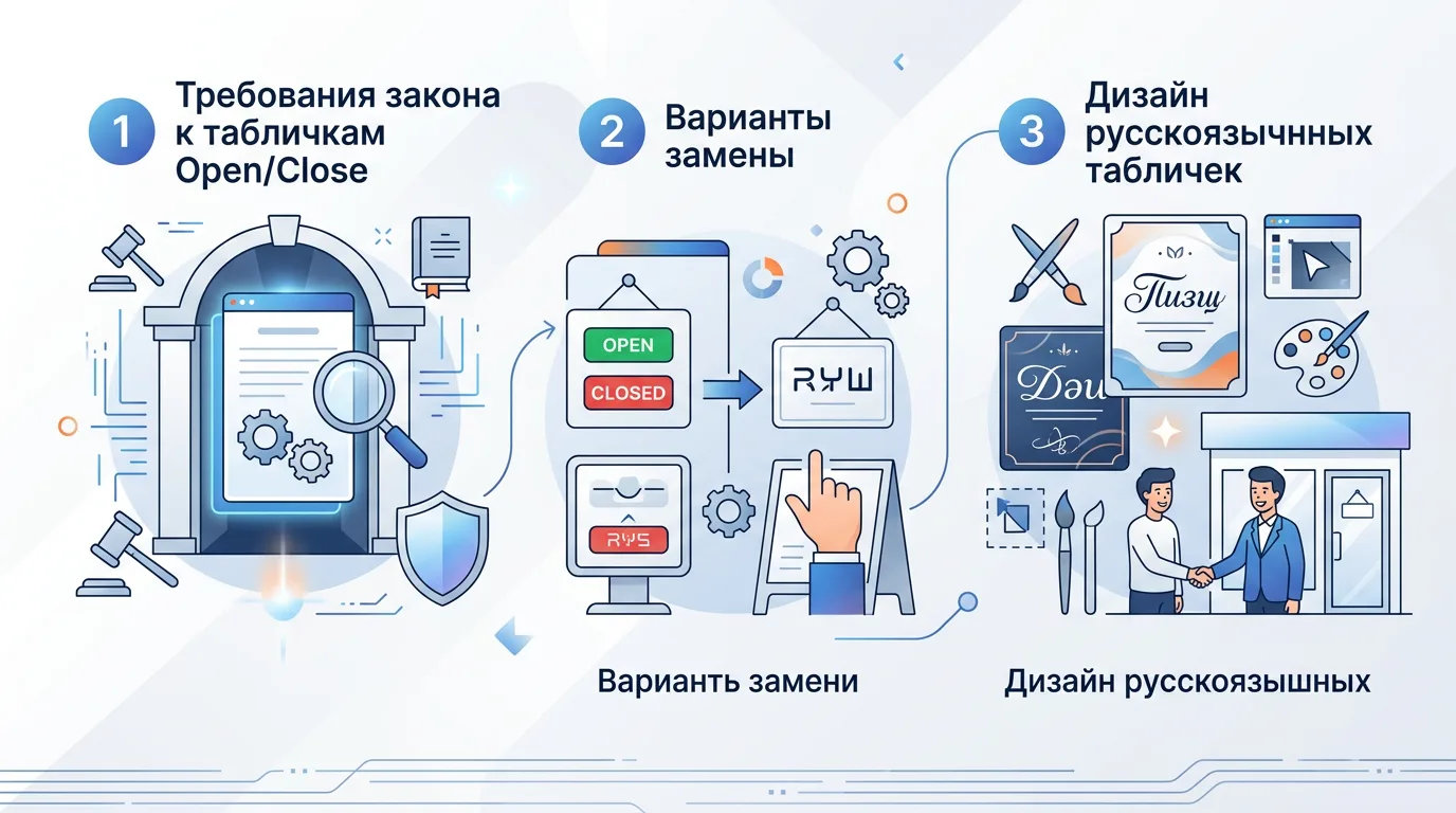 Таблички Open/Close — нужно ли переводить по 168-ФЗ